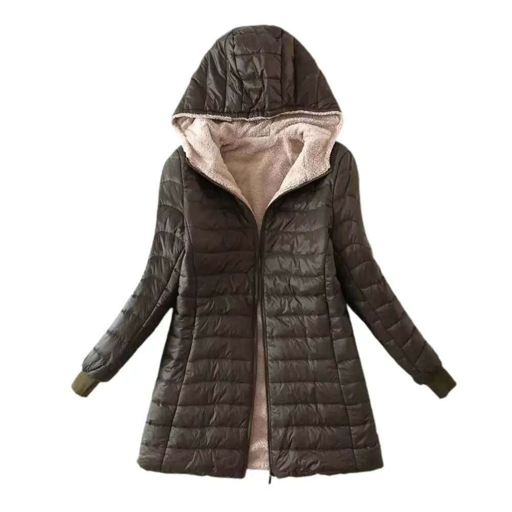 Cozy Autumn Winter Mid-length Jacket S-2XL Women Coat Mid-length Jackets Office Ladies Clothes for Outdoor