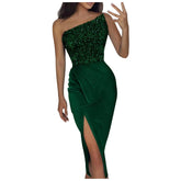 Evening Dress with Sequins and Slit