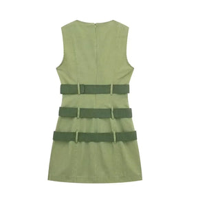 Mini Green Dress with Belt