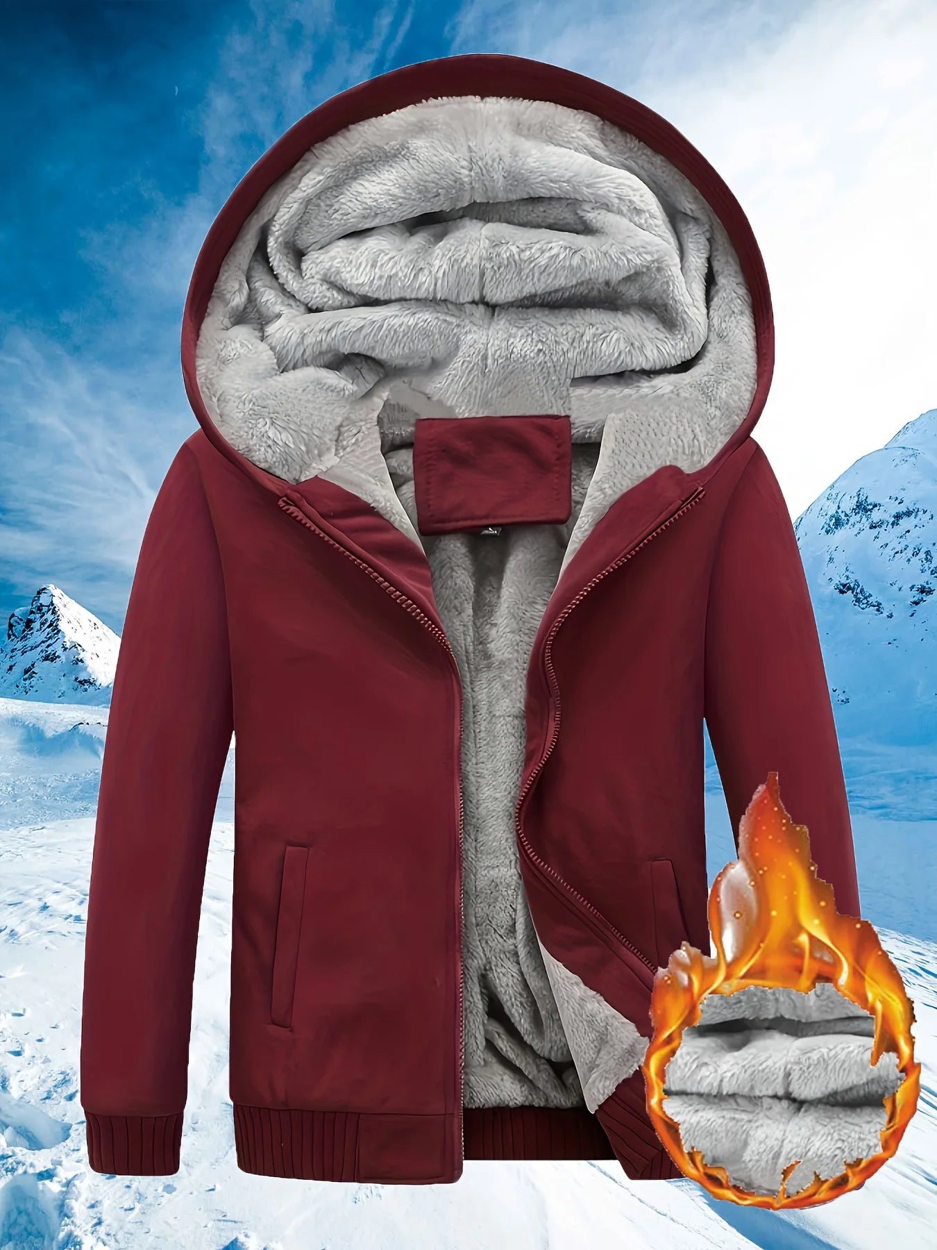 Warm Fleece Zipper Hooded Jacket for Women