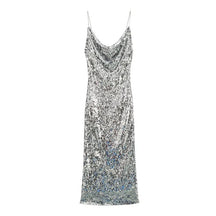 Midi Sequin Dress Silver Elegant - Isadora