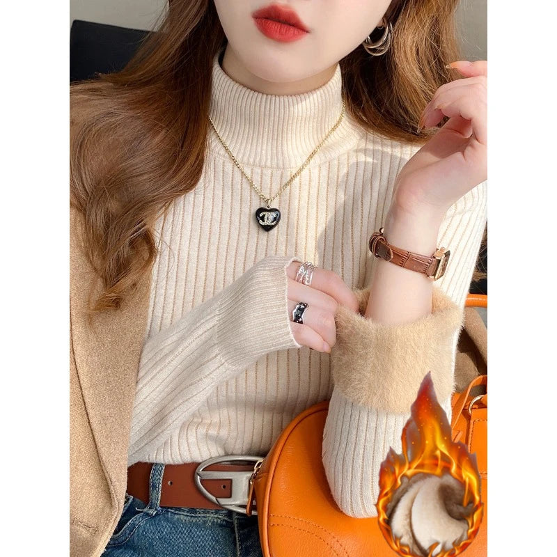 Women's Turtleneck Sweater with Velvet Lining