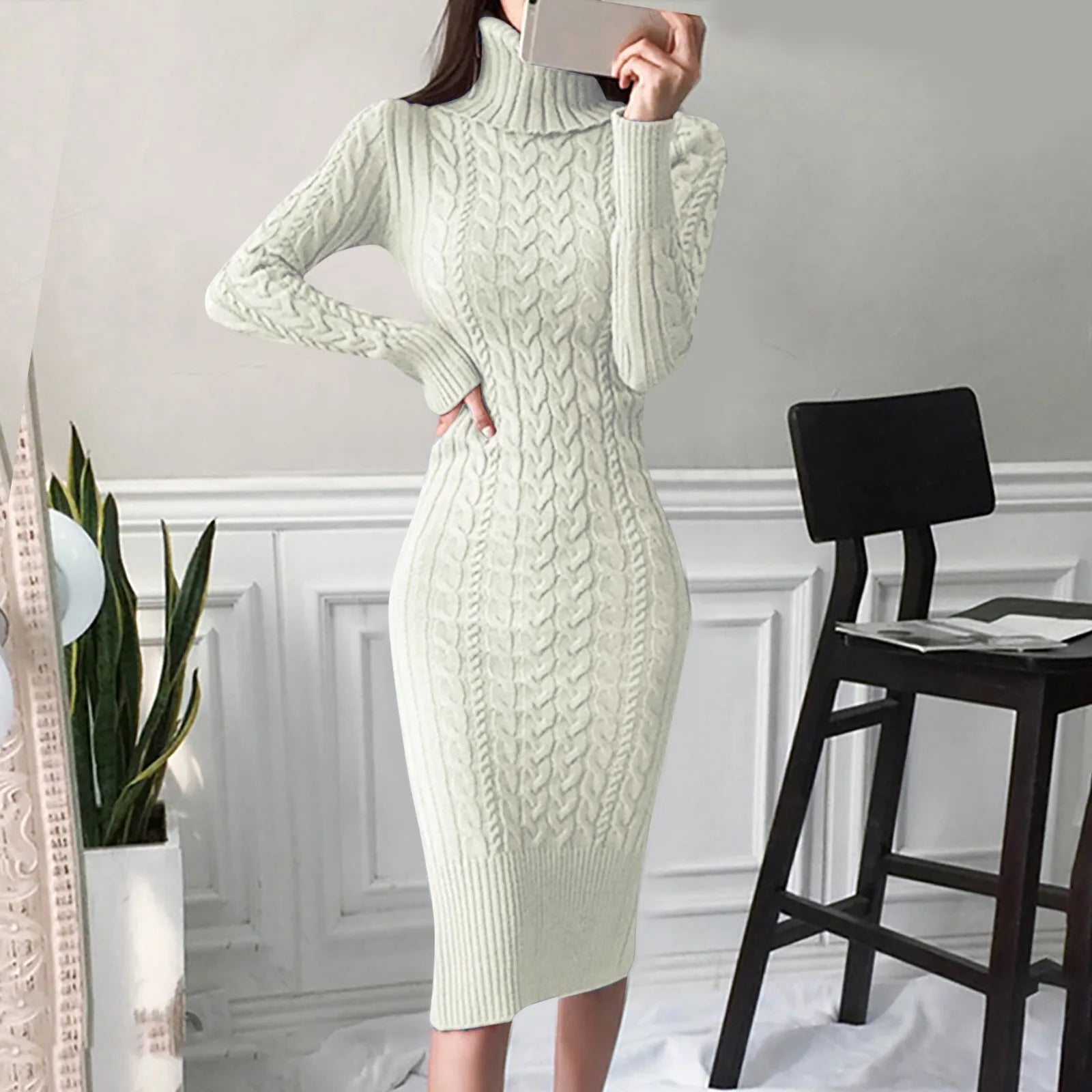 High Neck Bodycon Dress for Women