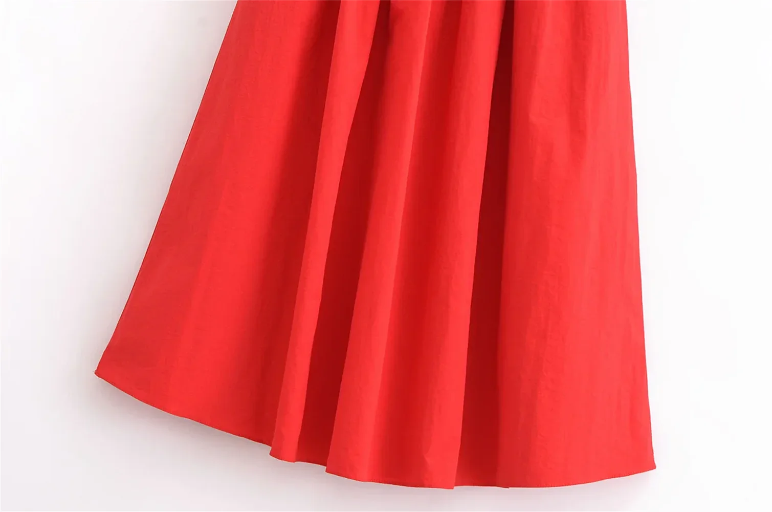 Red Midi Skirt High Waist Versatile