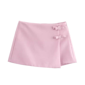 High-Waisted Pink and White Mini Skirt for Women