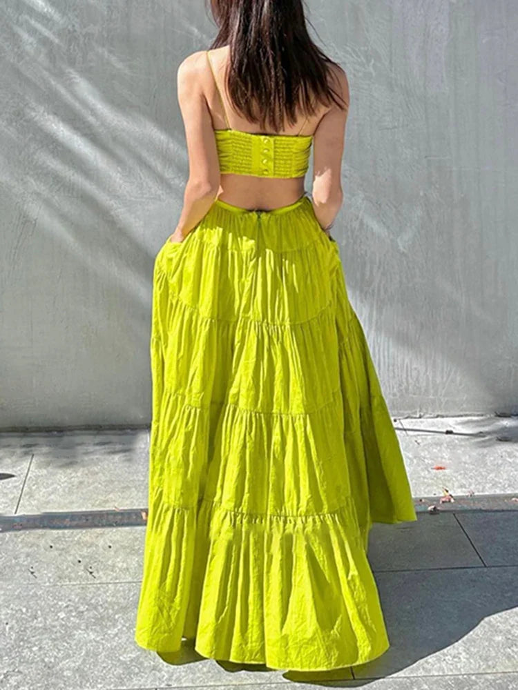 Pleated Backless Dress for Women