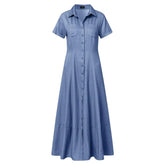 Women's Denim Shirt Dress with Pockets