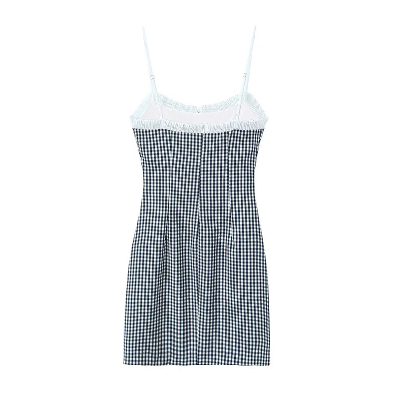 Mini Checkered Dress with Bow for Women