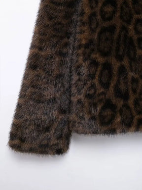 Winter Leopard Print Faux Fur Jacket Women