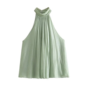 Women's Off-Shoulder Green Chiffon Blouse