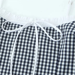 Mini Checkered Dress with Bow for Women