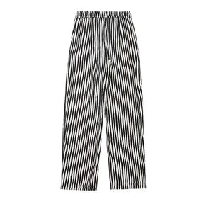 Striped High-Waisted Satin Wide-Leg Pants