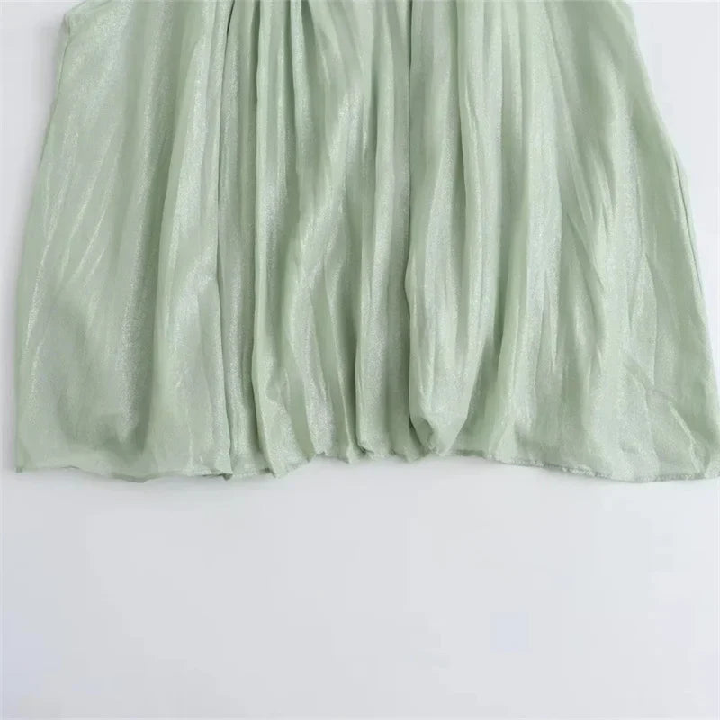 Women's Off-Shoulder Green Chiffon Blouse