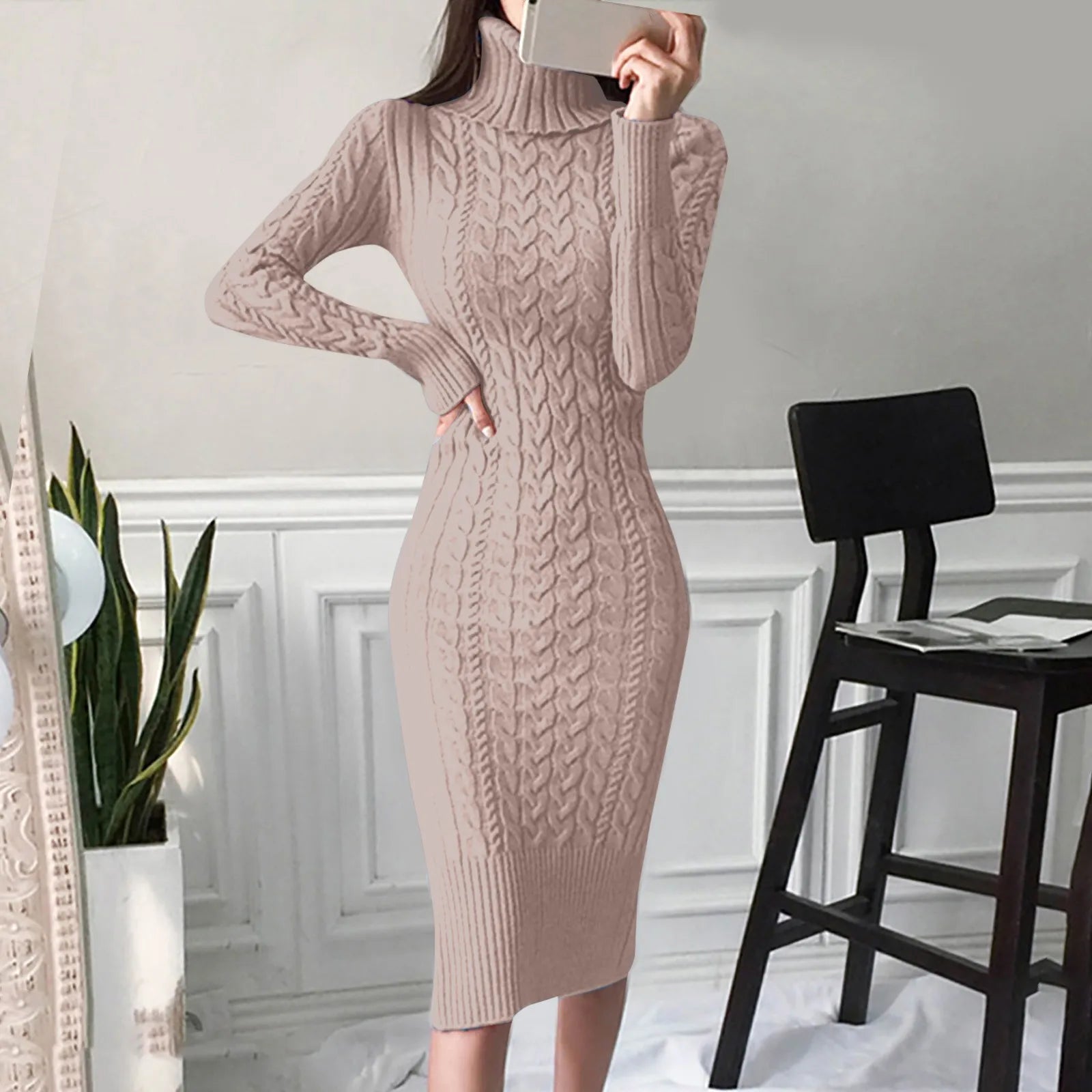 High Neck Bodycon Dress for Women