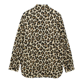 Women's Long-Sleeve Vintage Leopard Print Shirt