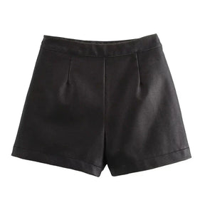 Mini Skirt Shorts Women's Black Leather Maggie