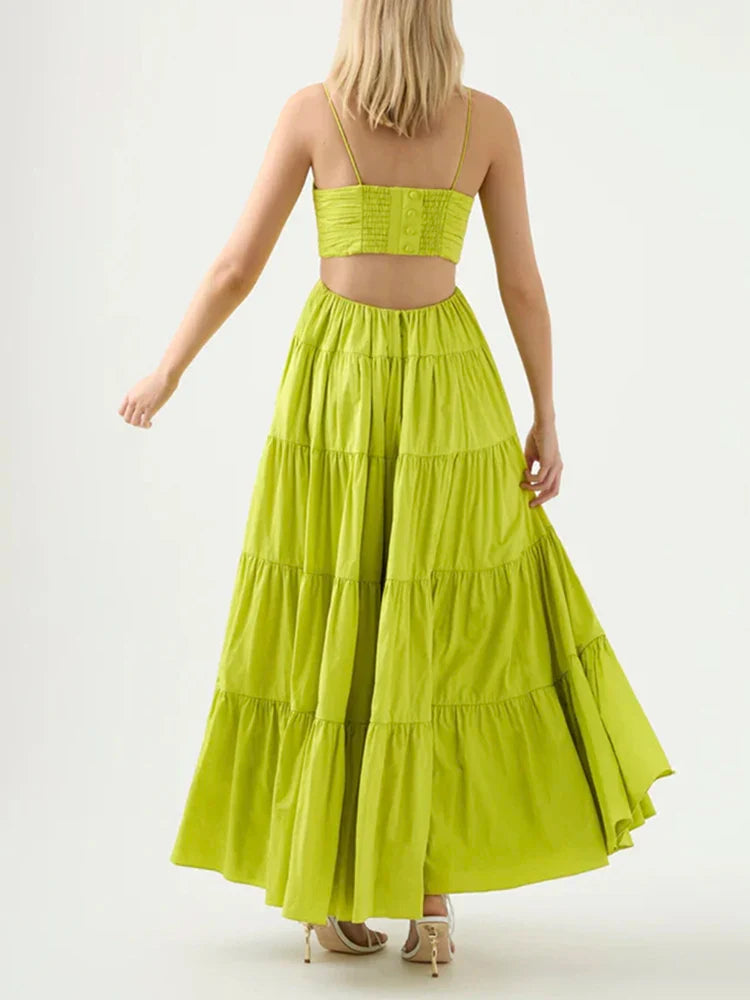 Pleated Backless Dress for Women