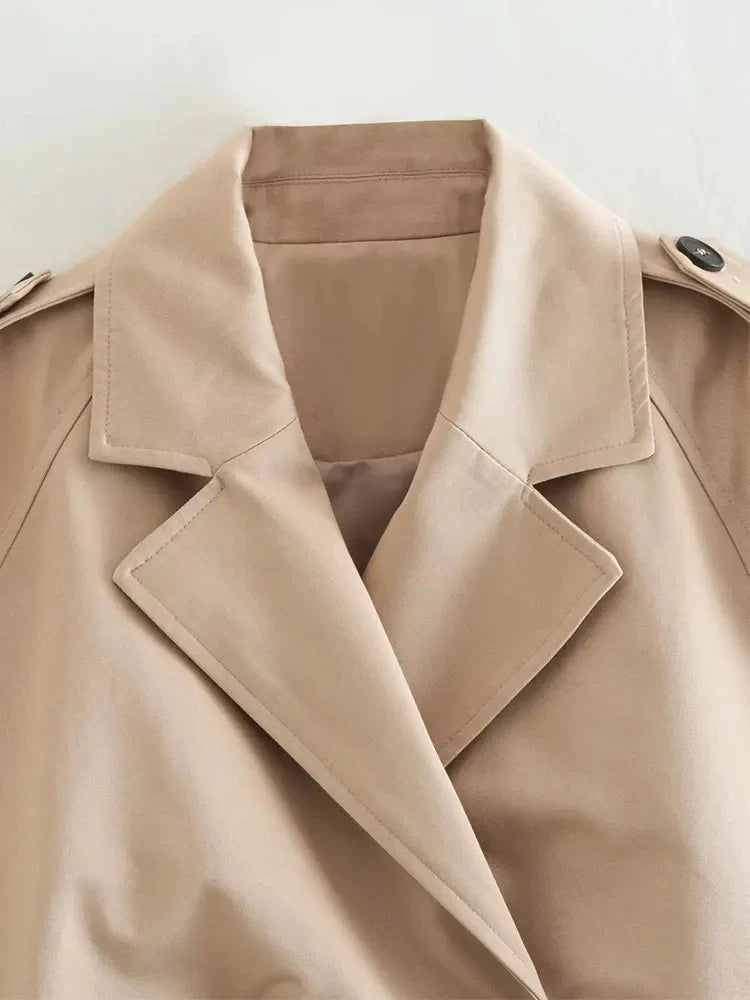 Belted Cropped Trench Jacket for Women