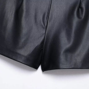 Mini Skirt Shorts Asymmetrical in Synthetic Leather - Suzi