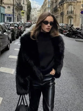 Winter Faux Fur Cropped Jacket for Women