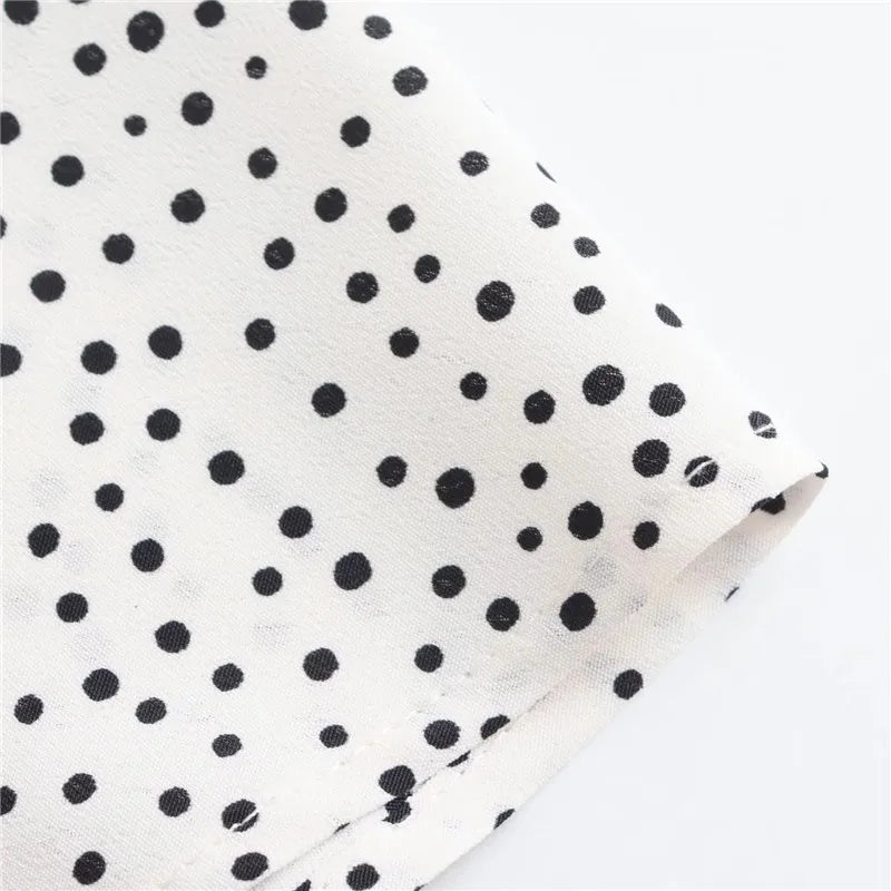 Polka Dot High-Waisted Y2K Midi Skirt with Slit