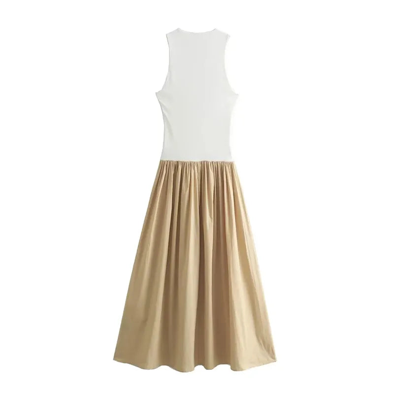 Pleated Sleeveless Midi Dress