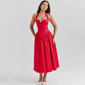 Elegancy Fit & Flare Dress Red