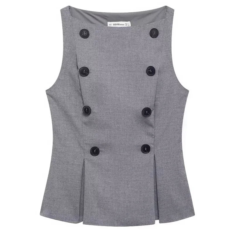 Elegant Gray Women's Vest - Fall 2024