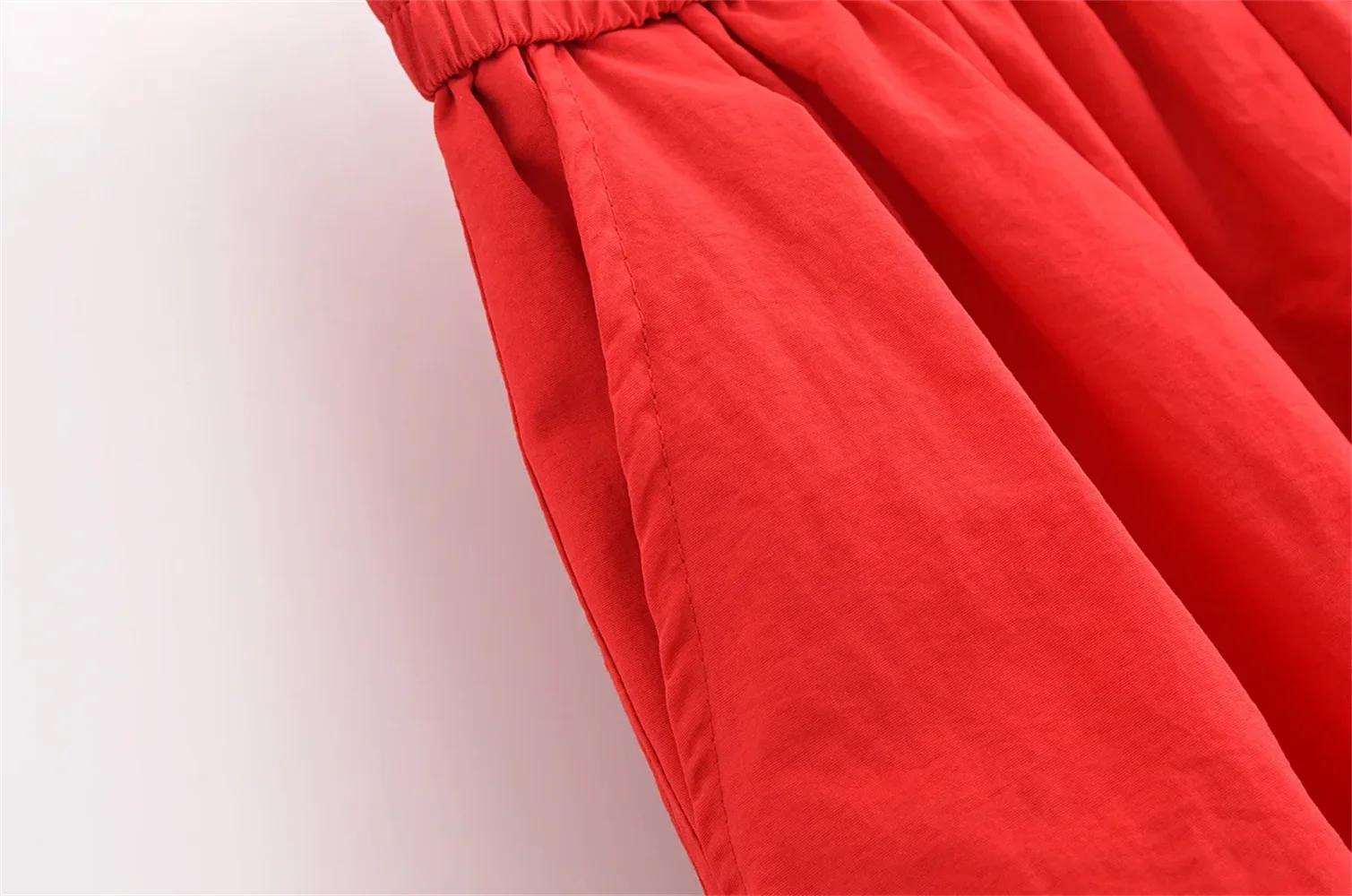 Red Midi Skirt High Waist Versatile