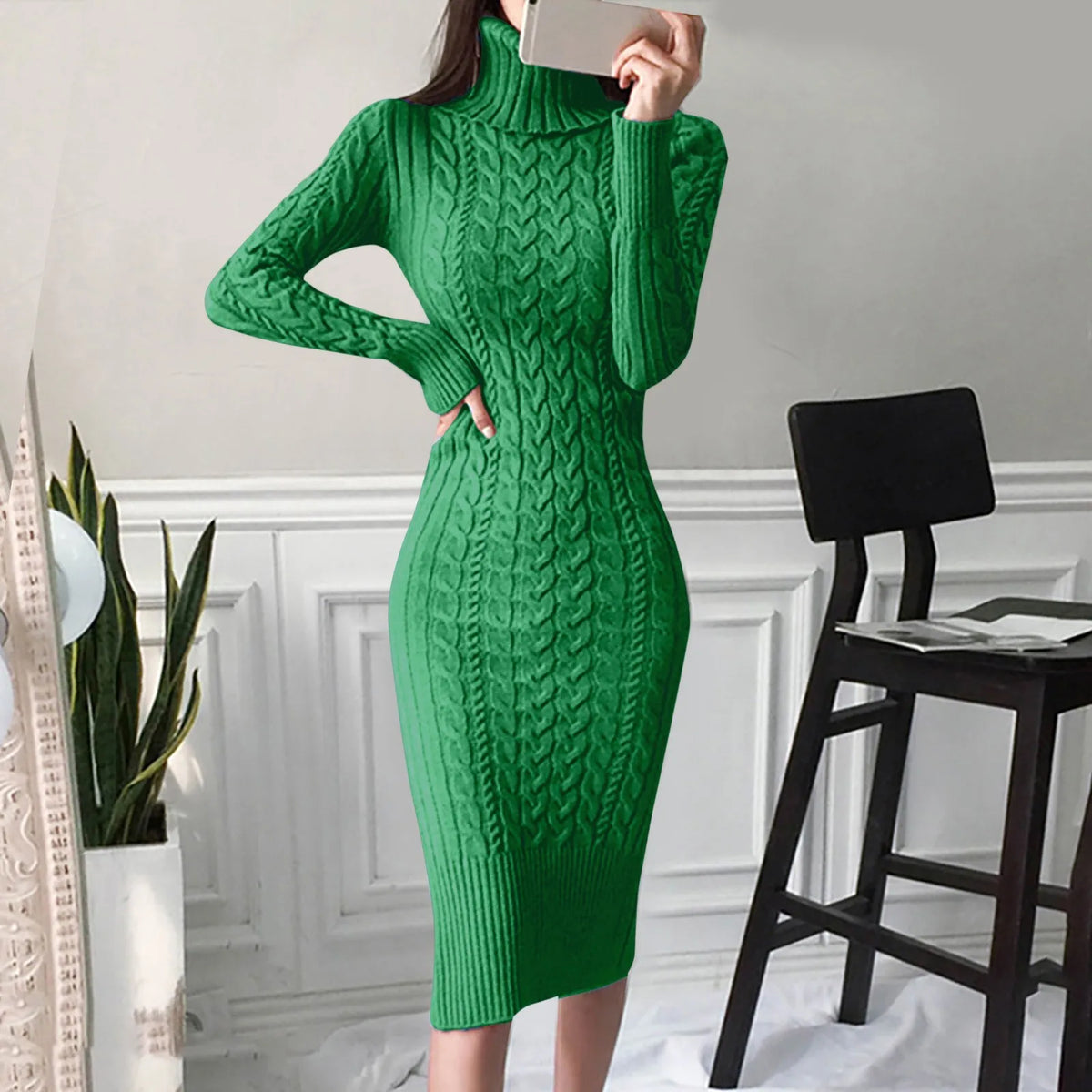 High Neck Bodycon Dress for Women