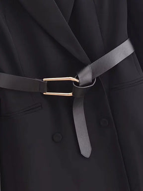 Dámské minišaty Business Blazer Belt - Kancelář s dlouhým rukávem