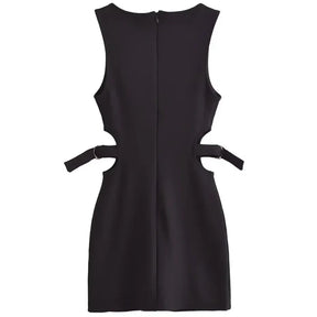 Mini Black Elegant Dress with Belt Deise - Isabella