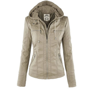 Women's Waterproof Faux Leather Jacket - Winter Style