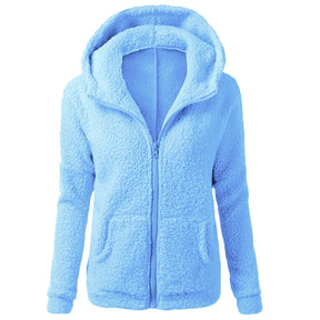 Women's Plush Hooded Jacket - Vintage Winter Warmth