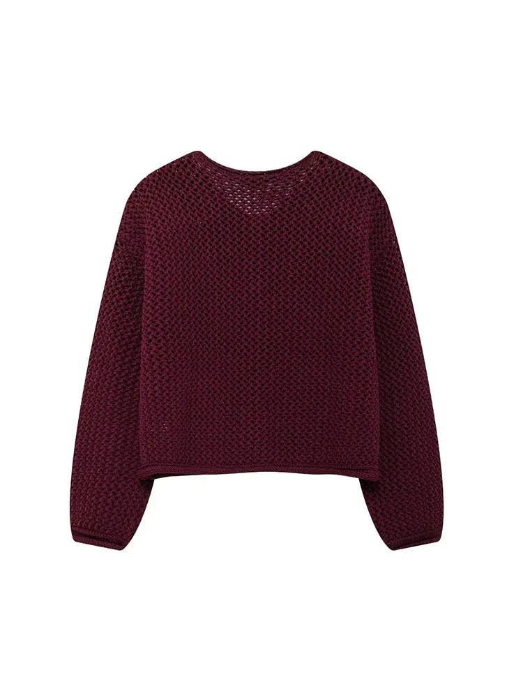 Autumn Knitted Cardigan Women Long Sleeve Crop Sweater