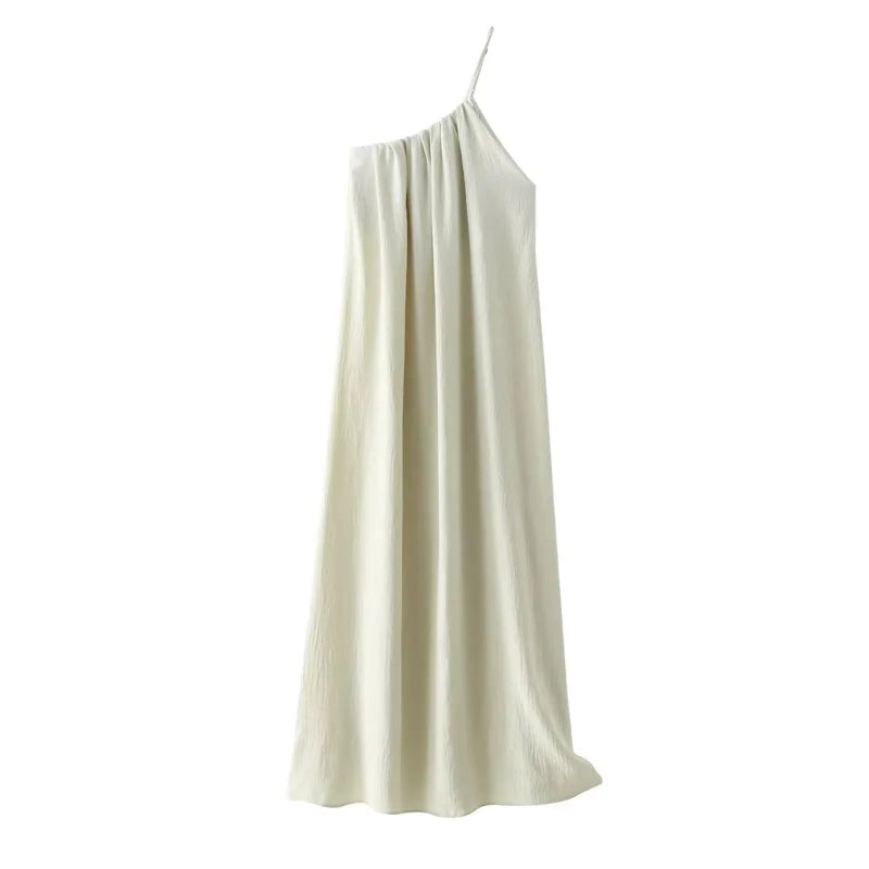 Women's Long Asymmetrical Dress without Sleeves - Summer