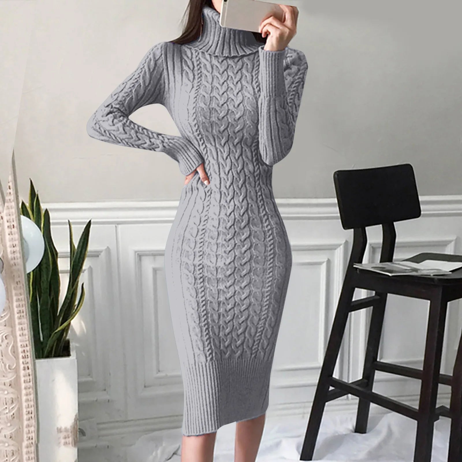 High Neck Bodycon Dress for Women