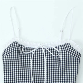 Mini Checkered Dress with Bow for Women