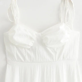 Women's Ruffled White Dress - Backless Luxury