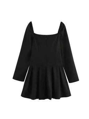 Chic Women's Square Collar Mini Dress - Party Fashion