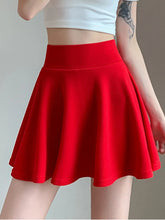 Red Pleated Mini Skirt with High Waist