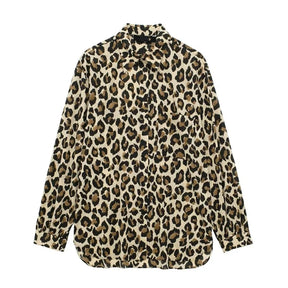 Women's Long-Sleeve Vintage Leopard Print Shirt