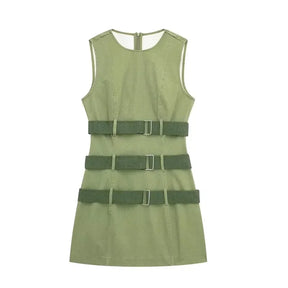 Mini Green Dress with Belt