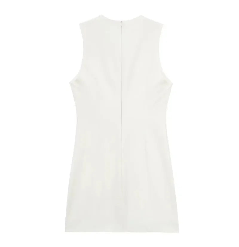 Mini White Bodycon Dress with Buckle