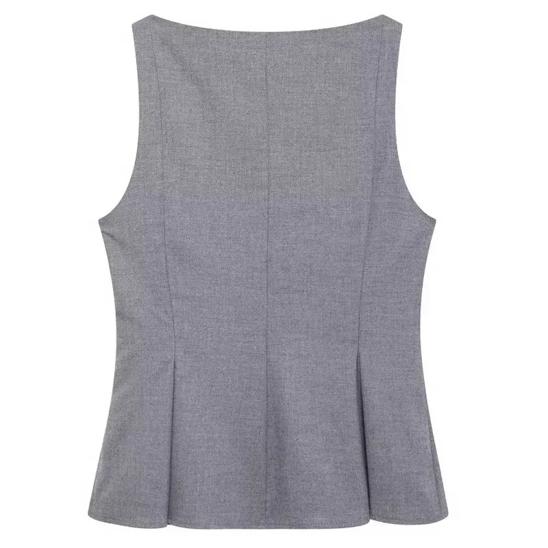 Elegant Gray Women's Vest - Fall 2024