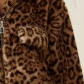 Leopard Print Faux Fur Jacket for Women - Warm & Stylish