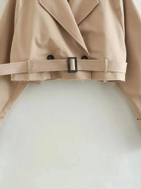 Belted Cropped Trench Jacket for Women