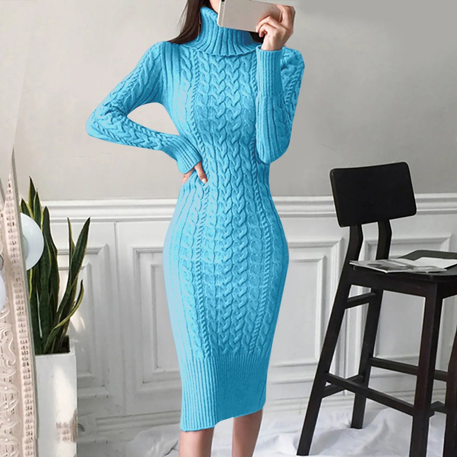 Dámské bodycon šaty s vysokým výstřihem