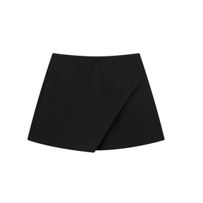 TRAF-saia de cintura alta feminina, calça cáqui assimétrica, branca e preta, shorts casuais, verão 2021