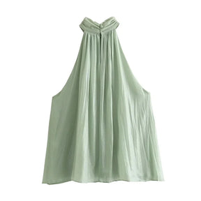 Women's Off-Shoulder Green Chiffon Blouse